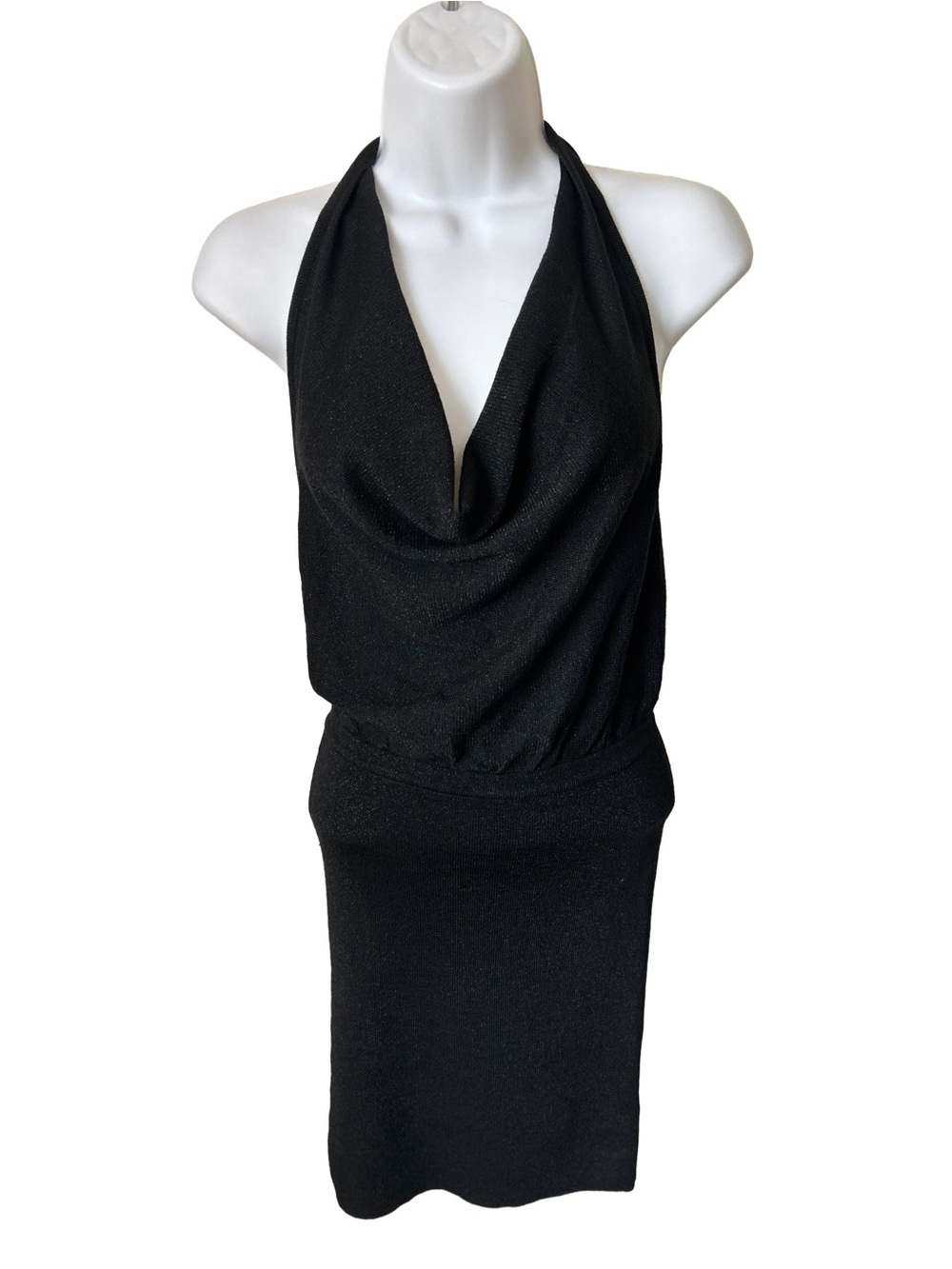 Windsor Black One-Shoulder Cowl Halter Dress, Sz Xs New with tag